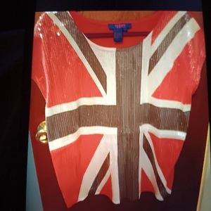 Twiggy London flag top Large sequin